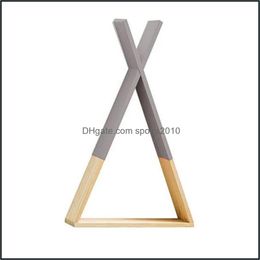 Other Decor Decor Garden2021 Nordic Style Wooden Triangle Lovely Wall Hanging Trigon Storage Book Shelf Home Kids Baby Room Drop Delivery