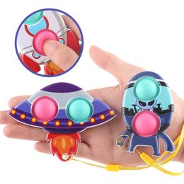 Fidget Toys Finger Bubble Music Pendant Spaceman Decompression Silicone Toys Rodent Pioneer Keychain Squeeze