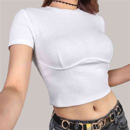 SUCHCUTE Female T-Shirt Crop Top White Shirt Strap Poleras Mujer De Moda Summer Polera Blanca Hot Casual Korean Style Women 210324
