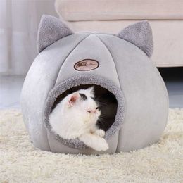 Removable Cat Bed Warm Pet House Cave Winter Puppy Kitten Dog Cushion Mat Small Dogs s Kennel Nest Indoor Cama Gato 211111