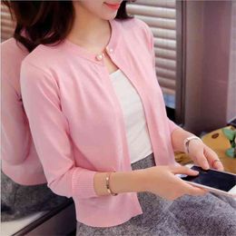 Spring Autumn Wool Sweater O Neck Cardigan Fashion Female Shawl Jacket Women Winter Solid Single Button 210427