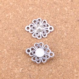 92pcs Antique Silver Bronze Plated flower connector Charms Pendant DIY Necklace Bracelet Bangle Findings 20*10mm