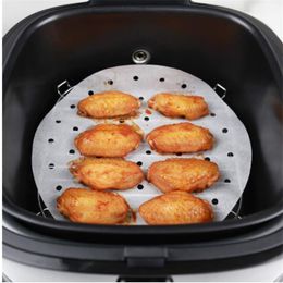 100Pc/Bag Cookware Parts Air Fryer Steamer Liners Premium Perforated Wood Pulp Papers Non-Stick Steaming Basket Mat Baking Utensils For Kitchen 20220108 Q2