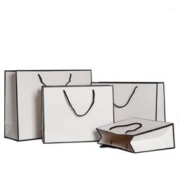 Gift Wrap 10pcs/lot Large White Kraft Paper Packaging Bag,garment Bag Small Black Shopping