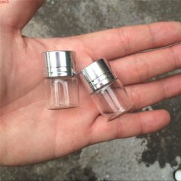 5ml Small Glass Bottles Aluminium Screw Cap Silver Lid Mini Transparent Clear Empty Jars Vials 100pcshigh qty