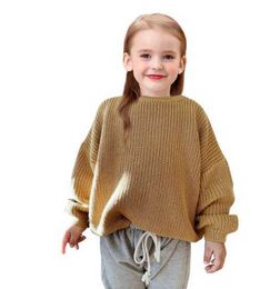 Baby Plain Casual Basic Sweater Crew Neck Kids Soft Thick Wool Clothing for Boys Girls Autumn Winter Sweaters Pullover Top Y1024