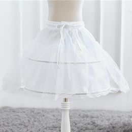 Skirts Kids White Formal One Layer Skirt Children Girls Waist Drawstring Underskirt For Size Princess Party Solid Lace Ball Gown