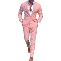 Men's Suits & Blazers Fashion Men Business Pink Four Seasons Slim Wedding For Smart Casual Trajes De Hombre Elegantes