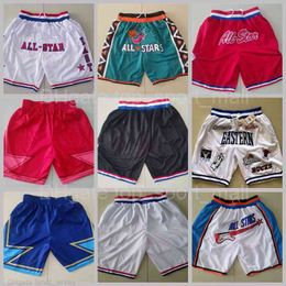 Star All Team Basket Bara Shorts Don Sport Slitage Pocket Zipper Sweatpants Man 2019-2020 1996 1997 2003 År Red Blue Western Östra