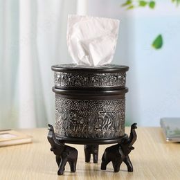 Tissue Boxes & Napkins Carved Elephant Wood Thai Solid Wooden Roll Paper Towel Organisation Home Dining Table Desktop Napkin Holder