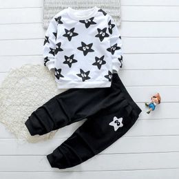 Boy Set 2020 New Autumn Children Cartoon Suits Baby Girl Star Pattern Set Casual Kids Set T-shirt Pink Pants Children2-6 Years G1023