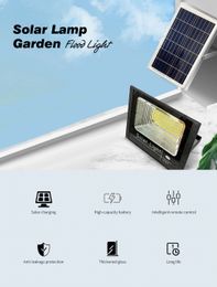 100LED Solar Lamp 30W IP67 Highlight Garden Flood Light Outdoor Lighting Road with Remote Control - Black