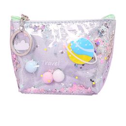 Simple Stylish Laser Cosmetic Bag Storage Bag Durable Waterproof Portable Clutch Leather Purses Coin Bling Purse