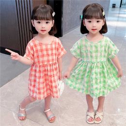 Children's Girls' Dresses Short Sleeve Printed Casual Wear Floral Dress Baby Girls Summer Dress Girls 4 5 6 Years Old Wholesale Q0716