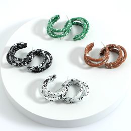 Korean Fashion Hoop Earrings Big Geometric Open Circle C Shape Paint Metal Earrings for Women Retro Drop Earring Trendy Jewellery
