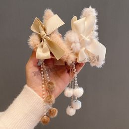 Autumn Big Bow Plush Hair Clip Hair Plush Clips Large Elegant Shark Clip Female Hairpins For Hair Women Claw Crab Accessory