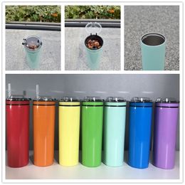 Rainbow Snacks cups 20oz skinny tumbler Travel Mug with lid and straws Stainless Steel slim Insulated Tumbler Beer Coffee Mugs