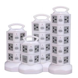 Tower Power Strip Vertical Surge wall outlet 220v plug converter covers Protector Multi Socket Electrical Plug Dual USB Universal Jack Outlets 3m Extention Cord