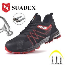 SUADEX Men Work Safety Shoes Anti-puncture Working Sneakers Male Lightweight Puncture-Proof Indestructible Footwear 211217