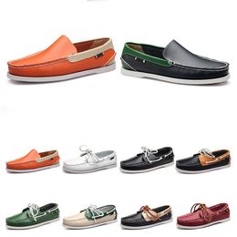 180 Mens casual shoes leather British style black white brown green yellow red fashion outdoor comfortable breathable