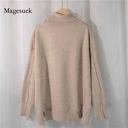 Knitwear Pullover Women Sweater Autumn Winter Vintage Jumper Turtleneck Solid Loose Plus Size Knitted 11680 210512