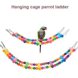 Other Bird Supplies Birds Pets Parrots Ladders Climbing Toy Hanging Colourful Balls With Natural Wood Have Fun Interaction Accessories