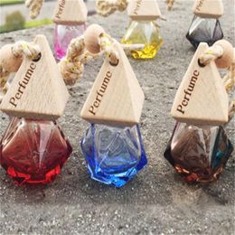 Car Decoration Glass Bottle Refillable Essence Oil Perfume Bottles Jar Packing Air Freshener Diffuser Hanging Empty Container Ornaments