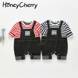 spring boy baby romper casual denim overalls clothes 210702