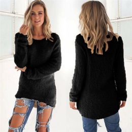 Women's Sweaters 2021 Autumn Winter Casual Knitted Ladies Sweater Long Sleeve O-neck Women Tops Plush Plue Size S-3XL Pullovers