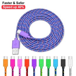 Round Braided Type C Micro USB CableS Sync Data Charging 1m 2m 3m Cord Woven Fabric Dual Colours for samsung smartphone
