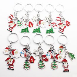 Christmas Keychain Pendant Party Favor Zinc Alloy Key Holder Charm Santa Xmas Tree Snowman Bell Hanging Pendants Holiday Decorations Gift HY0065