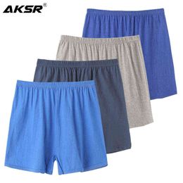 4pcs/lot Man's Underwear Cotton Underpants for Men Solid Male Panties Loose Breathable Plus Size Boxer Shorts Men's Underwear H1214
