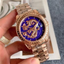 Brand Watches Men Chinese dragon style Metal steel band Quartz Wrist Watch X145