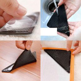 Bath Mats 4pcs Washable Silicone Grip Rug Carpet Mat Grippers Non Slip Reusable Home Use Rubber Anti-slipper