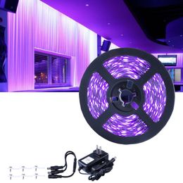 12v uv led UK - Strips UV Led Strip Light Set 2835 SMD 395-405nm Ultraviolet Ray Diode Ribbon Purple 12V Flexible Tape Lamp Kit 5m 6m 10m 12m 15m