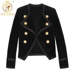 HIGH QUALITY Fashion Designer Runway Jacket Women's Double Breasted Buttons Velvet Coat Outer Size S-XL 210520