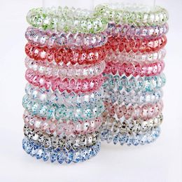 5.5cm Telephone Wire Hair Tie Girls Children Elastic Hairbands Ring Rope Colorful Bracelets Scrunchy Mixed color
