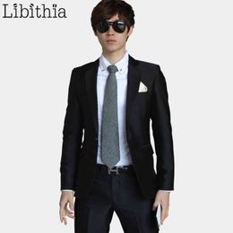 Libithia Luxury Men Wedding Suit Male Blazers Slim Fit Suits For Men Costume Business Formal Party Blue Classic Black Gift Tie 211012
