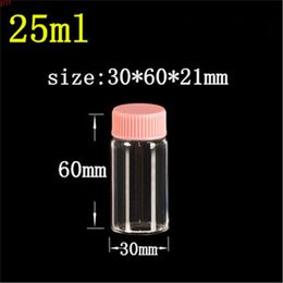 24 pcs 21 mm Screw Mouth 30x60 Glass Bottles With Pink Plastic Cap DIY 25 ml Empty Containers Bottlesgood qty