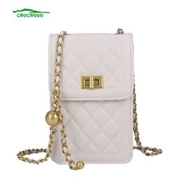 Handbag Women' Fashion Metal Chain Messenger Crossbody Mobile Phone Small Leather Wallet Purse With Adjustable Strap Card Holder
