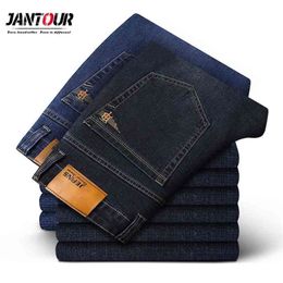 Brand Men's Straight Elastic Cotton Jeans Men Fashion Business Classic Style Jean Denim Pants Trousers Big Size 35 40 42 44 210716