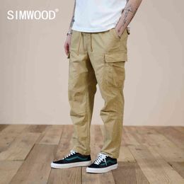 SIMWOOD 2022 Spring New Loose Ankle-length Cargo Pants Men Tactical Joggers Military Multi-pocket Trousers 100% Cotton Pants G220224