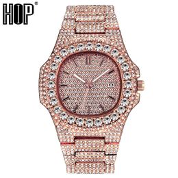 Hip Hop Full 1Row Iced Out Mens Watches Luxury Date Quartz Wrist Watches Stainless Steel Watch For Women Men Jewellery