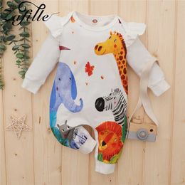 ZAFILLE Cartoon Baby Romper Cute Animals Printed Giraffe Lion Boy born Jumpsuit For Girls Clothing Infant 211011