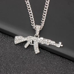 Collier Homme Gangsta Rap Avec Pendentif AK-47 En Acier - Style Hip-hop - Neuf