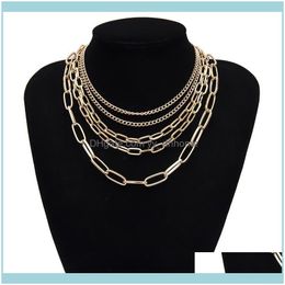 Necklaces & Pendants Jewelrymultilayer Fashion Women Lady Alloy Clavicle Choker Necklace Charm Chain Jewellery 2 Colours Chokers Drop Delivery