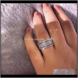 Rings Luxury Jewellery Real 925 Sterling Sier Pave White Sapphire Cz Diamond Tiny Gemstones Party Eternity Women Wedding Band Ring Drop Deliver