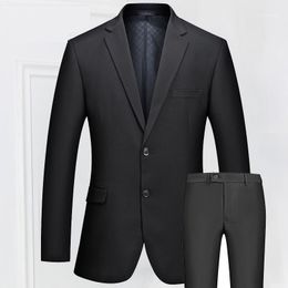 Men's Suits & Blazers Men's Wholesale- Mens Slim Fit Two Buttons Business Quality Fashion Male Casual Set Bridegroom Wedding Dress Suit