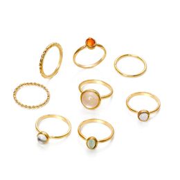 Fashion Simple Joint Ring Female Creative Cold Wind Colour Index Finger Ring Combination 8pcs/set Ring 2021 Trending For Women