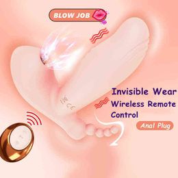 NXY Eggs Invisible Wear Vibrators Vibrating Egg For Women Wireless Remote Control Anal Plug Vagina G Spot Massage Sucker Clit Sex Toys 1210